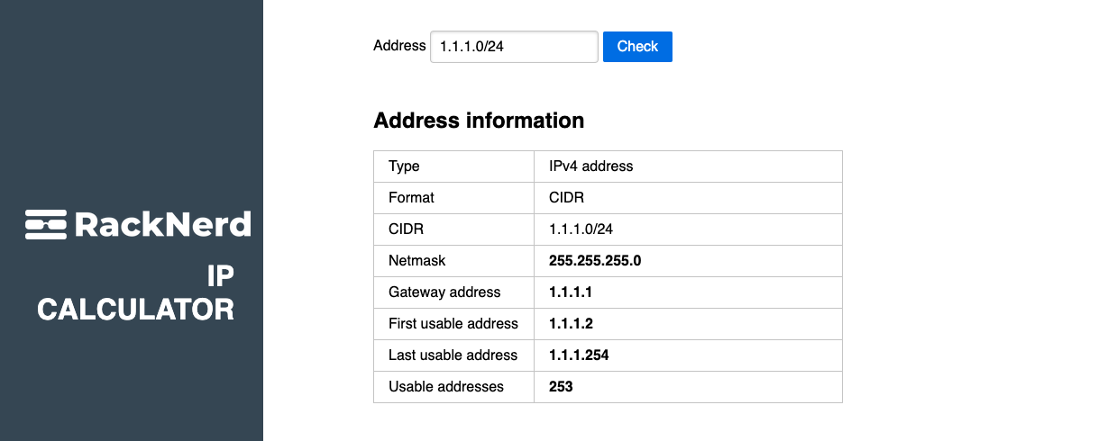 RackNerd - IPv4 Calculator And IPv6 Calculator — RackNerd