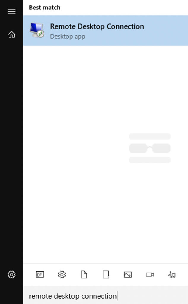 search and open remote desktop application