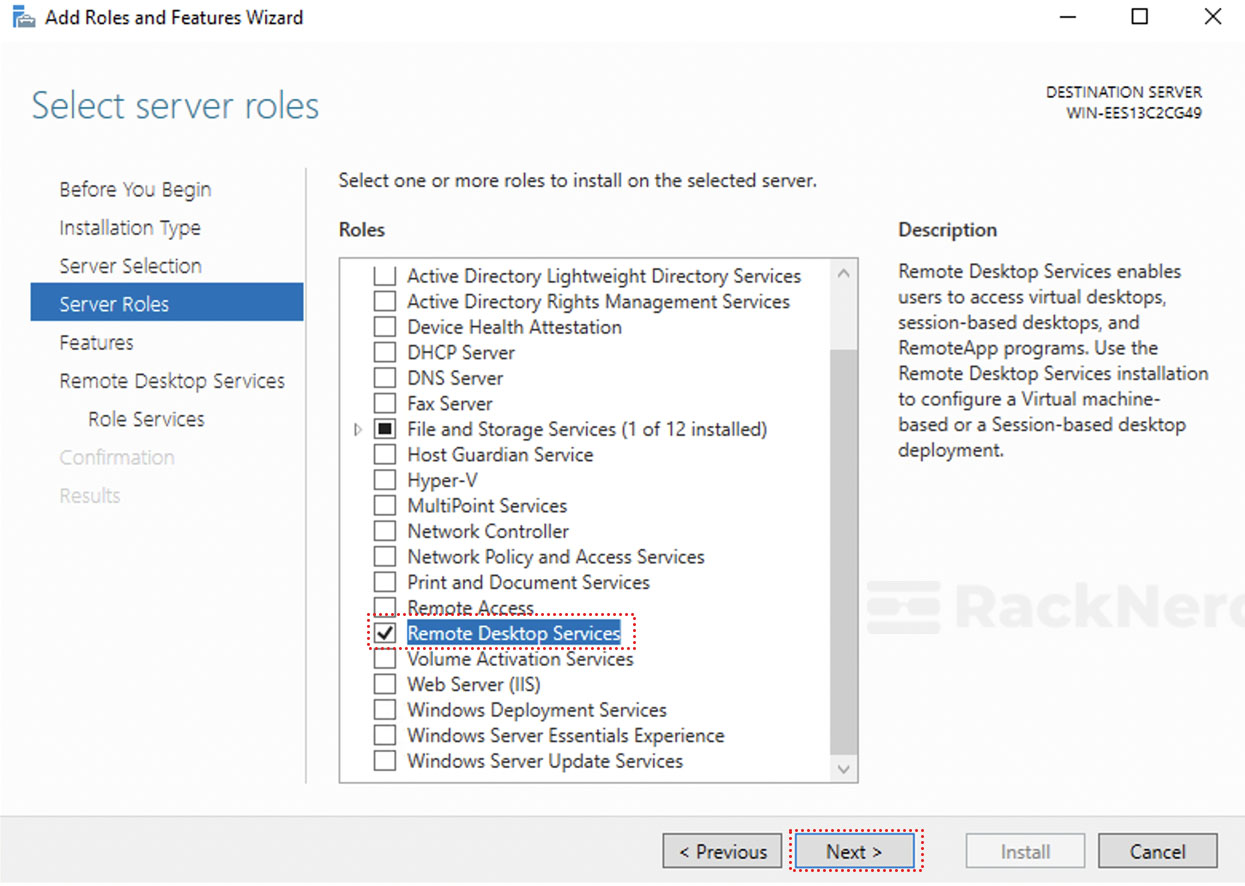 select remote services server manager windows
