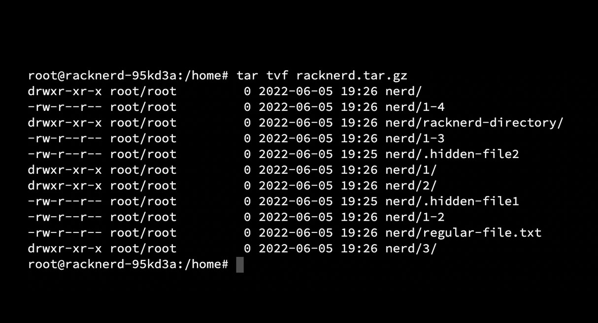 tar tvf extract file