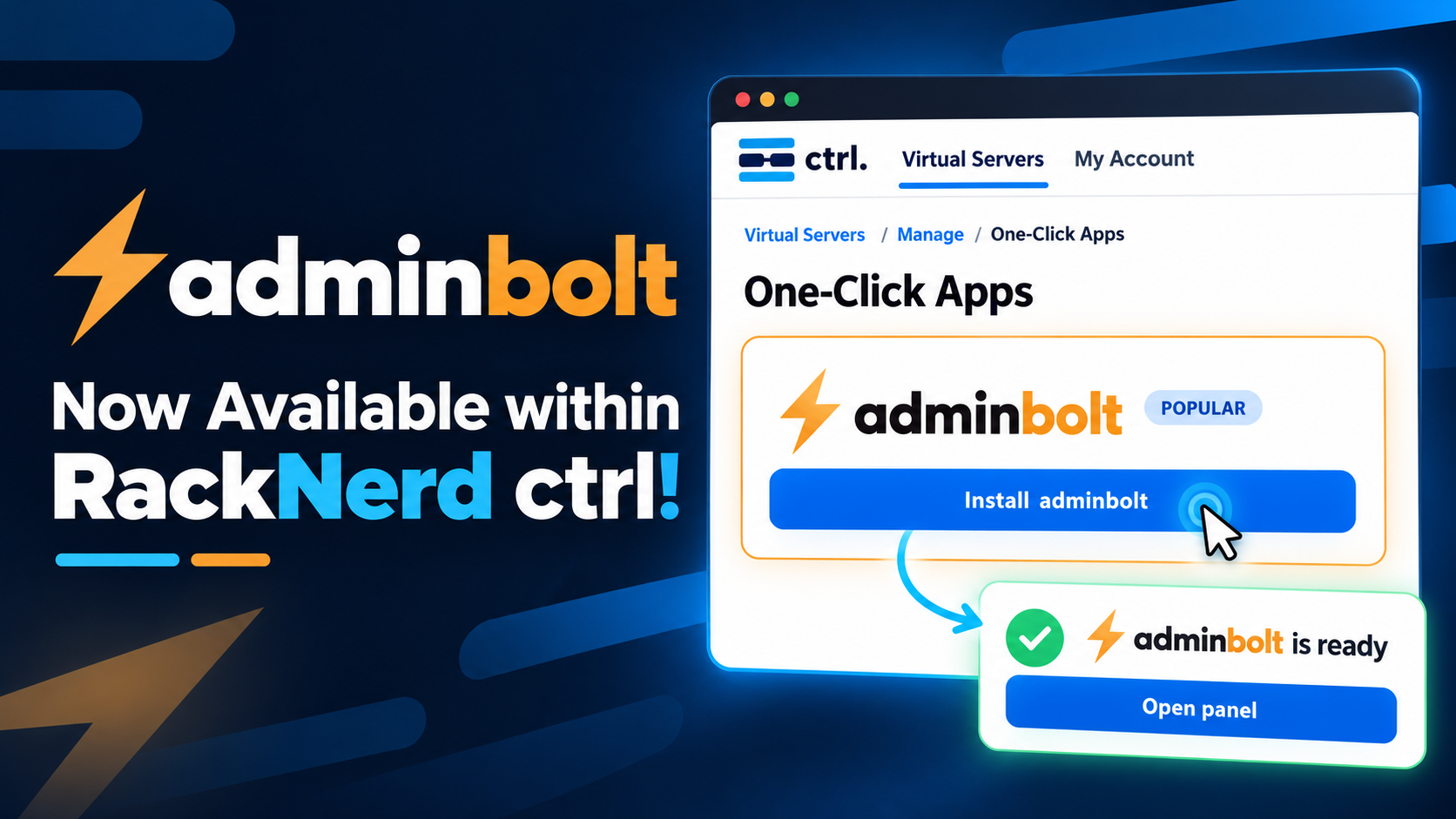 AdminBolt now available within RackNerd ctrl